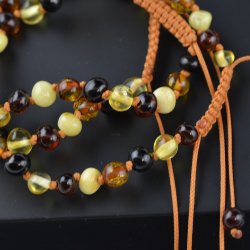 Womens adjustable amber bracelet multicolor color
